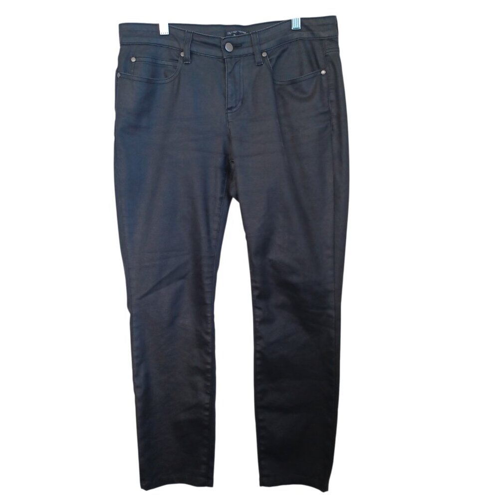Eileen Fisher Pants Black‎ Cotton Stretch Denim Straight Leg Jeans Womens 10